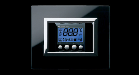 Life ambijentalni termostat kućne automatike AVE sa maskom Vera 44 od stakla sjajnocrne boje